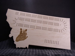 Custom Montana shaped cribbage board